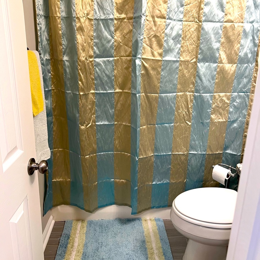 Shower curtain and matching bath rug